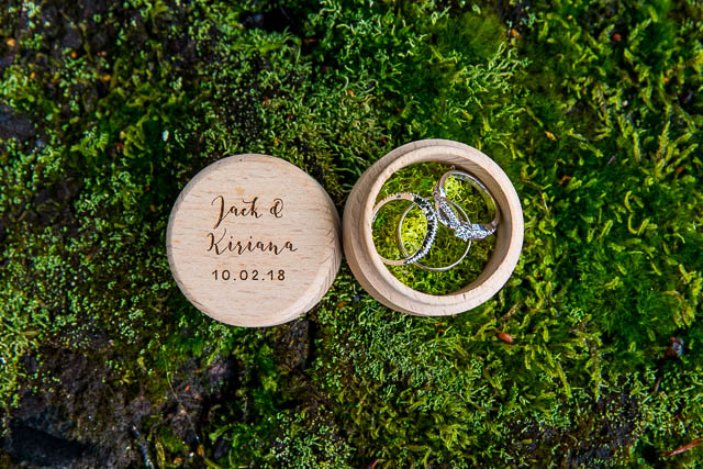Wedding rings during a Rotorua New Zealand wedding.