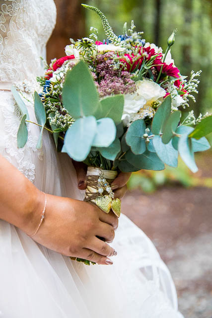 The bride at the Rotorua Redwoods Forest.