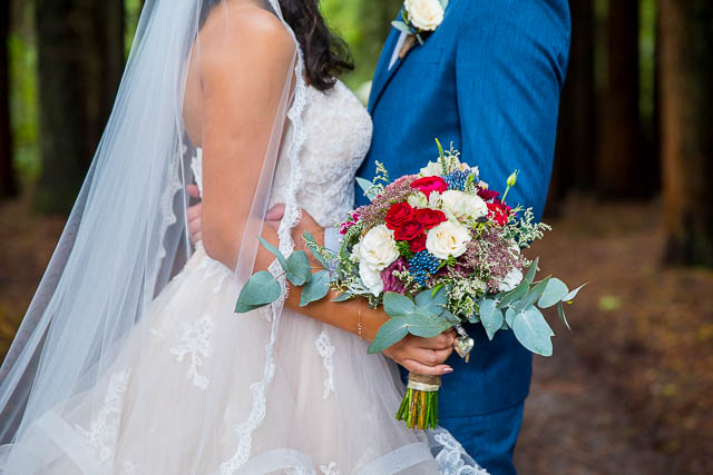 Bride and groom portraits at their Rotorua Redwood Forest wedding in New Zealand.