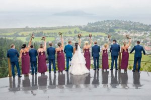 Wedding party photos at the Rotorua Skyline wedding.