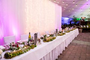 Wedding reception layout at the Skyline Rotorua wedding venue.