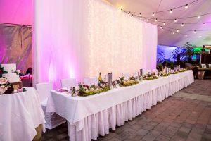 Wedding reception layout at the Skyline Rotorua wedding venue.