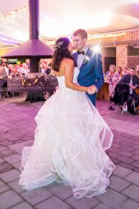 Bride and groom's first dance at their Rotorua Skyline wedding reception.