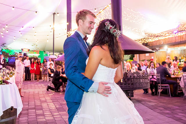 Bride and groom's first dance at their Rotorua Skyline wedding reception.
