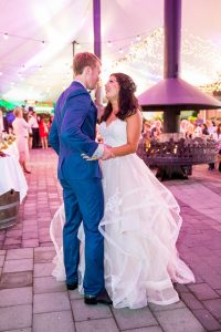 Bride and groom's first dance at their Skyline Rotorua wedding reception.