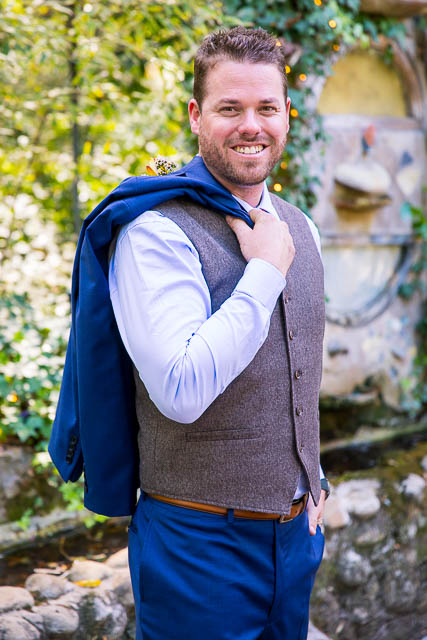 Groom photos at the Ojai garden wedding.
