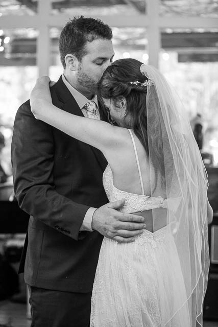 Bride and groom at their The Ranch House Ojai wedding reception.