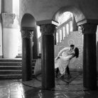 Engagement photographs at the Santa Barbara Courthouse Staircase.