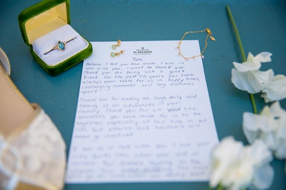 Wedding details at the Oak Tree Suite at Belmond El Encanto wedding.