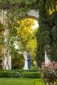 Sunset portraits of the couple at their Belmond El Encanto wedding.
