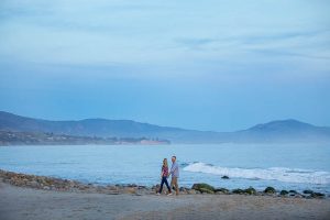 Beautiful sunset beach engagement photos taken in Santa Barbara, California.
