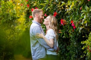 Groom staring at his bride during their portrait photos in Santa Barbara, California.