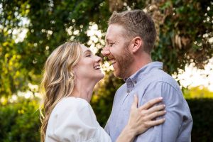 Close-up photographs of a couple during their Santa Barbara engagement photographs.