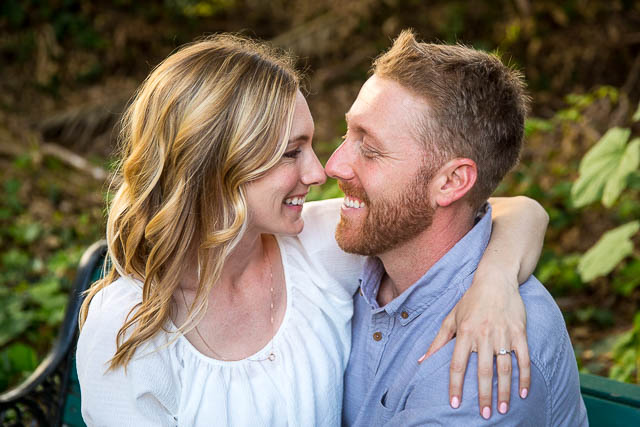 Close-up photographs of a couple during their Santa Barbara engagement photographs.