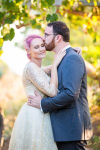 Romantic portraits of bride and groom after their Canary Hotel wedding in Santa Barbara.
