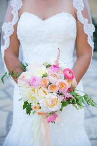 Bridal bouquet photograph at the Santa Barbara Courthouse.