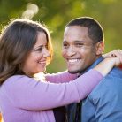 Engagement photos for a couple at Alice Keck Park.