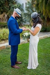 Santa Barbara Courthouse wedding covid style.