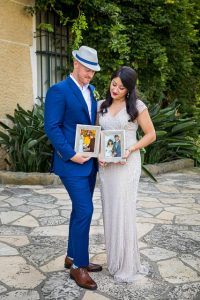 Newlyweds at the Santa Barbara Courthouse.