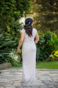 Stylish bride at her Santa Barbara Courthouse elopement.