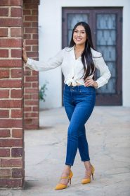 Grad posing at her Los Angeles grad photoshoot.