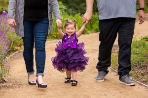 Family photos of a girl at Alice Keck Park, Santa Barbara.