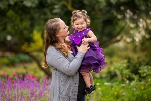 Family photos of a girl at Alice Keck Park, Santa Barbara.