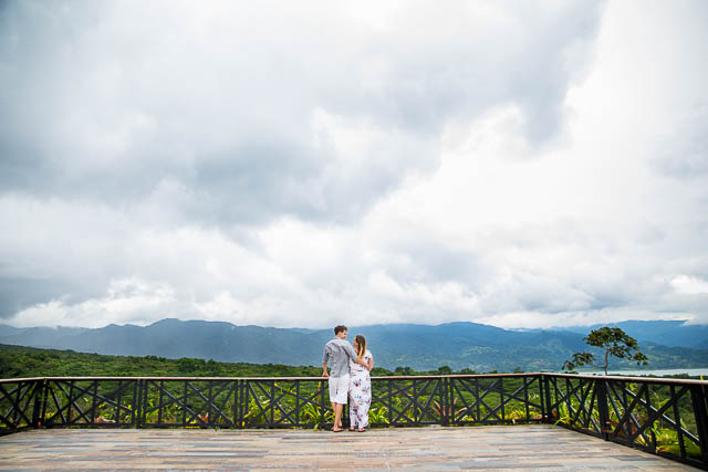 Bride and groom photos in front of Arenal Volcano in La Fortuna, Costa Rica.