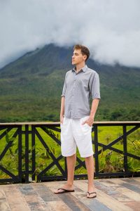 Groom overlooking the Arenal Volcano at the Mirador y Senderos Volcan Arenal 1968 Trail.