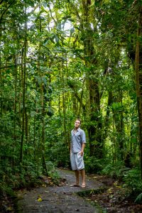 Man posing in the Monteverde, Costa Rica cloud forest.