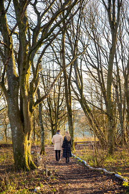Engaged couple walking together