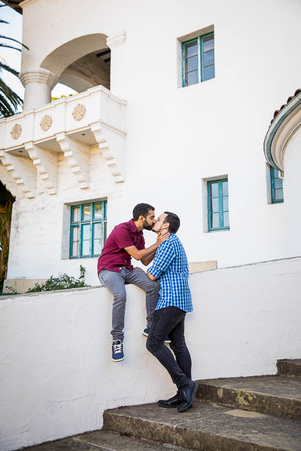 Architectual shots of a gay engagement photoshoot at the Santa Barbara Courthouse.