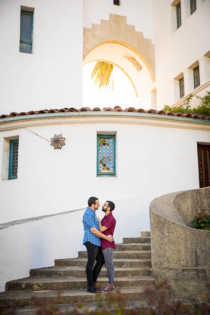 Architectual shots of a gay engagement photoshoot at the Santa Barbara Courthouse.