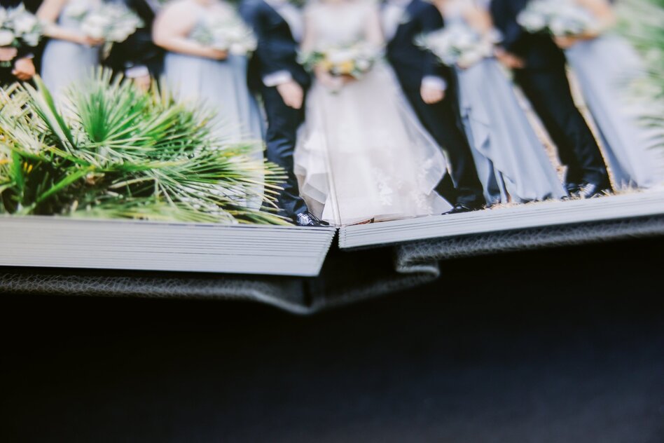 Heirloom wedding album for wedding clients.